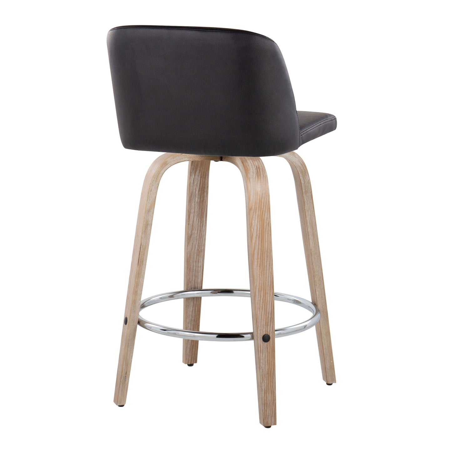 Toriano - Contemporary Fixed Height Counter Stool With Swivel With Round Footrest (Set of 2) - White / Black