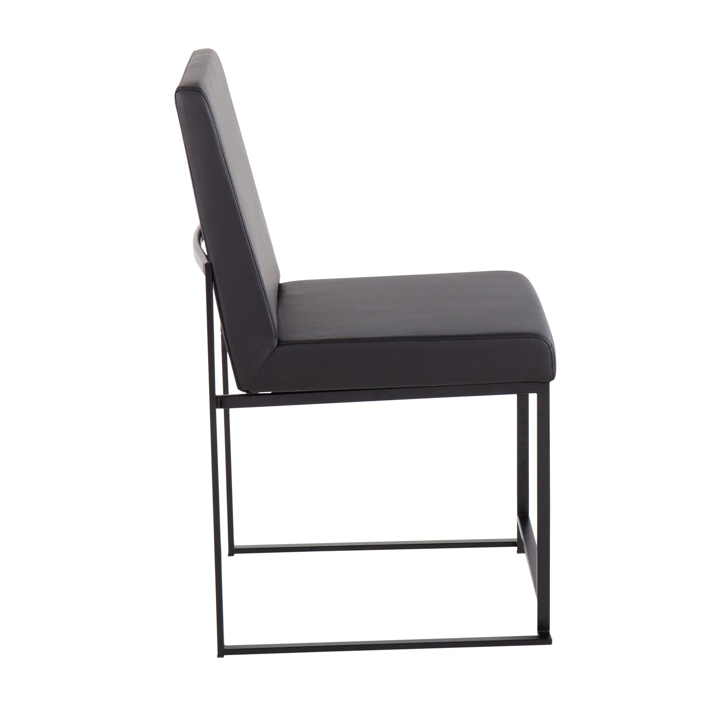 Fuji - Contemporary, High Back Faux Leather Dining Chair (Set of 2) - Black