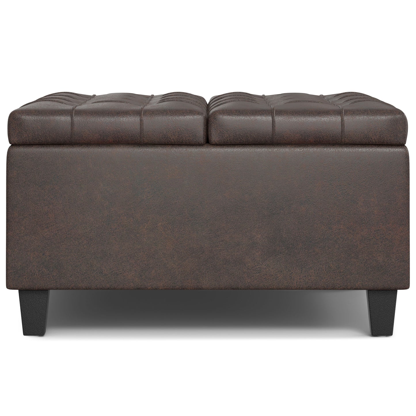 Harrison - Small Square Coffee Table Storage Ottoman - Distressed Brown