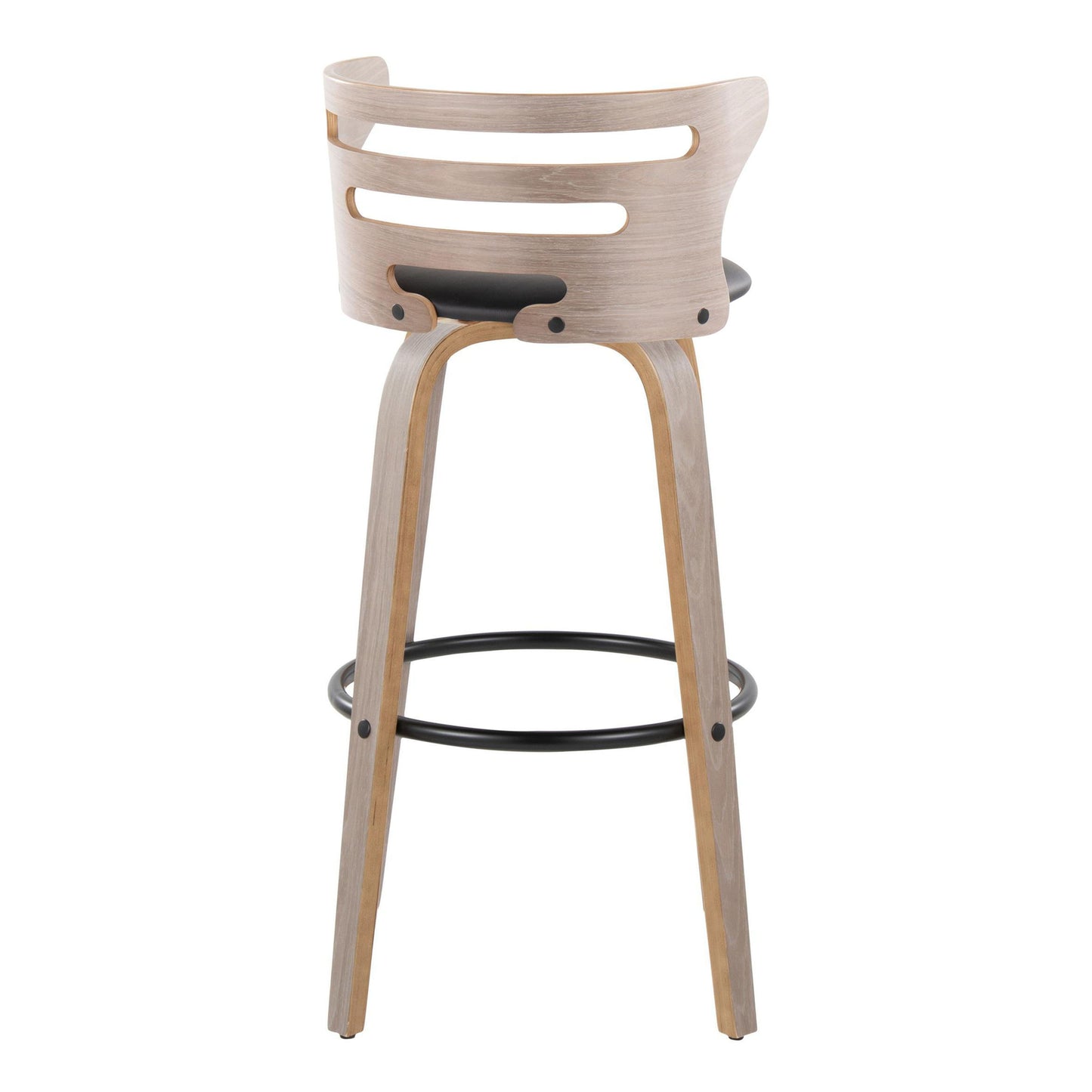 Cosini - Mid-Century Modern Fixed Height Barstool & Swivel And Round Footrest (Set of 2) - Light Gray / Black