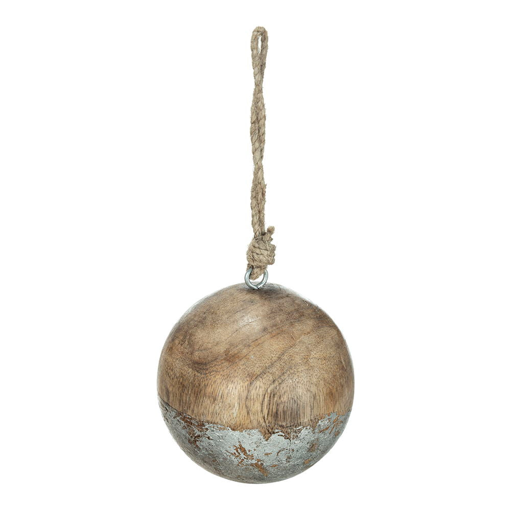 Christmas Ball Ornaments, Wood Decorative Hanging Ball Christmas Tree Ornaments For Holiday Party Decorations (Set of 4) - Brown