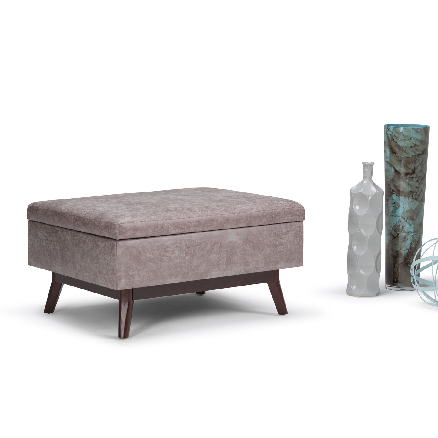 Owen - Coffee Table Storage Ottoman - Distressed Gray Taupe