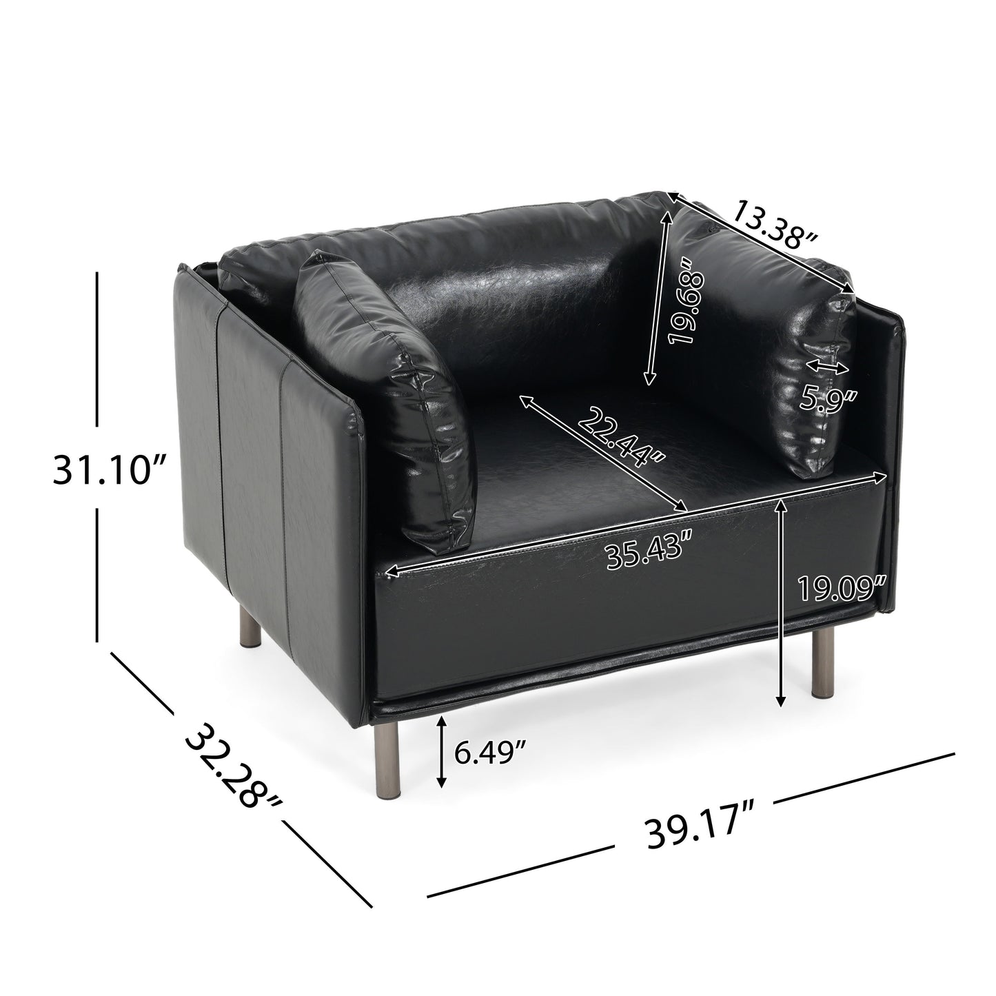 Vintage Lounge Chair With Polyester Upholstery - Black