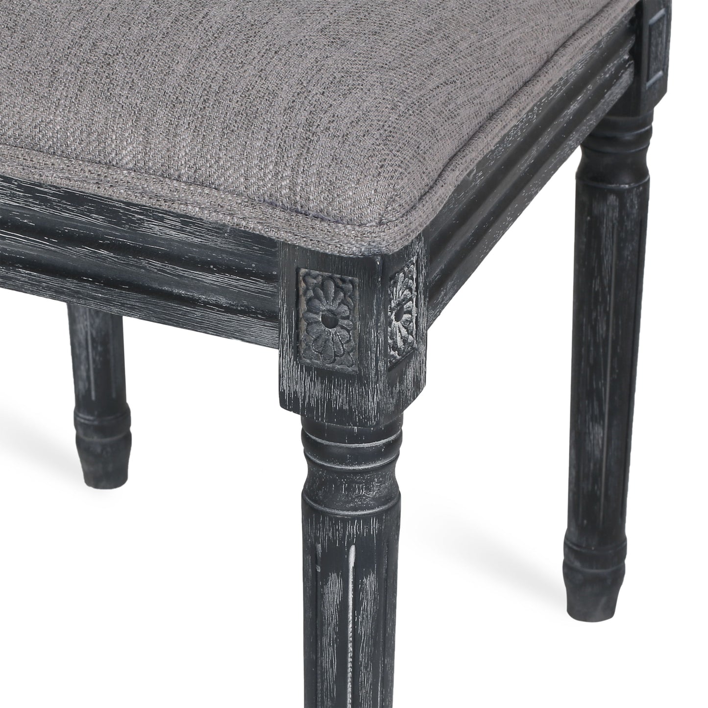 French Country Dining Chair Set With Upholstered Seats And Weathered - Gray