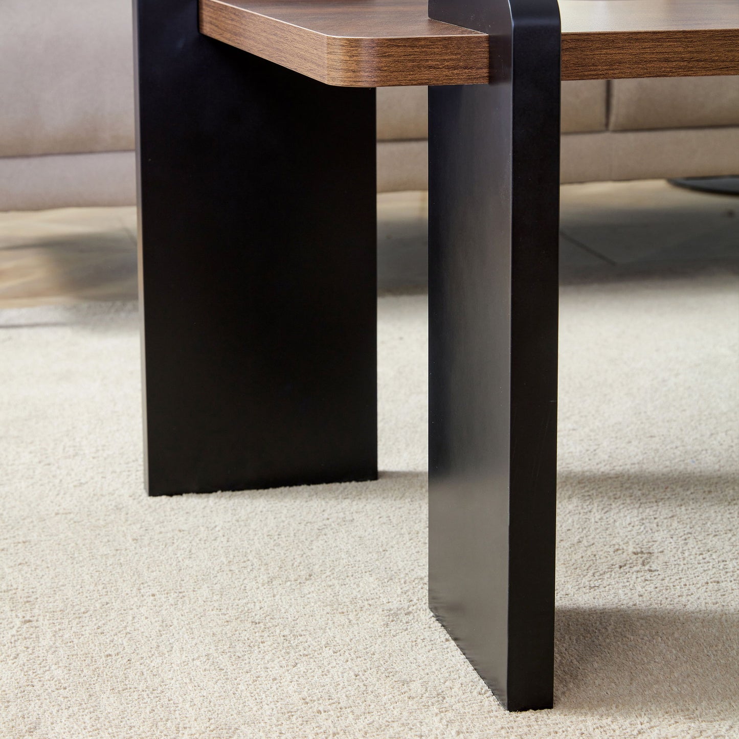Walnut Colored Coffee Table, Suitable For Modern Minimalist Living Rooms - Walnut