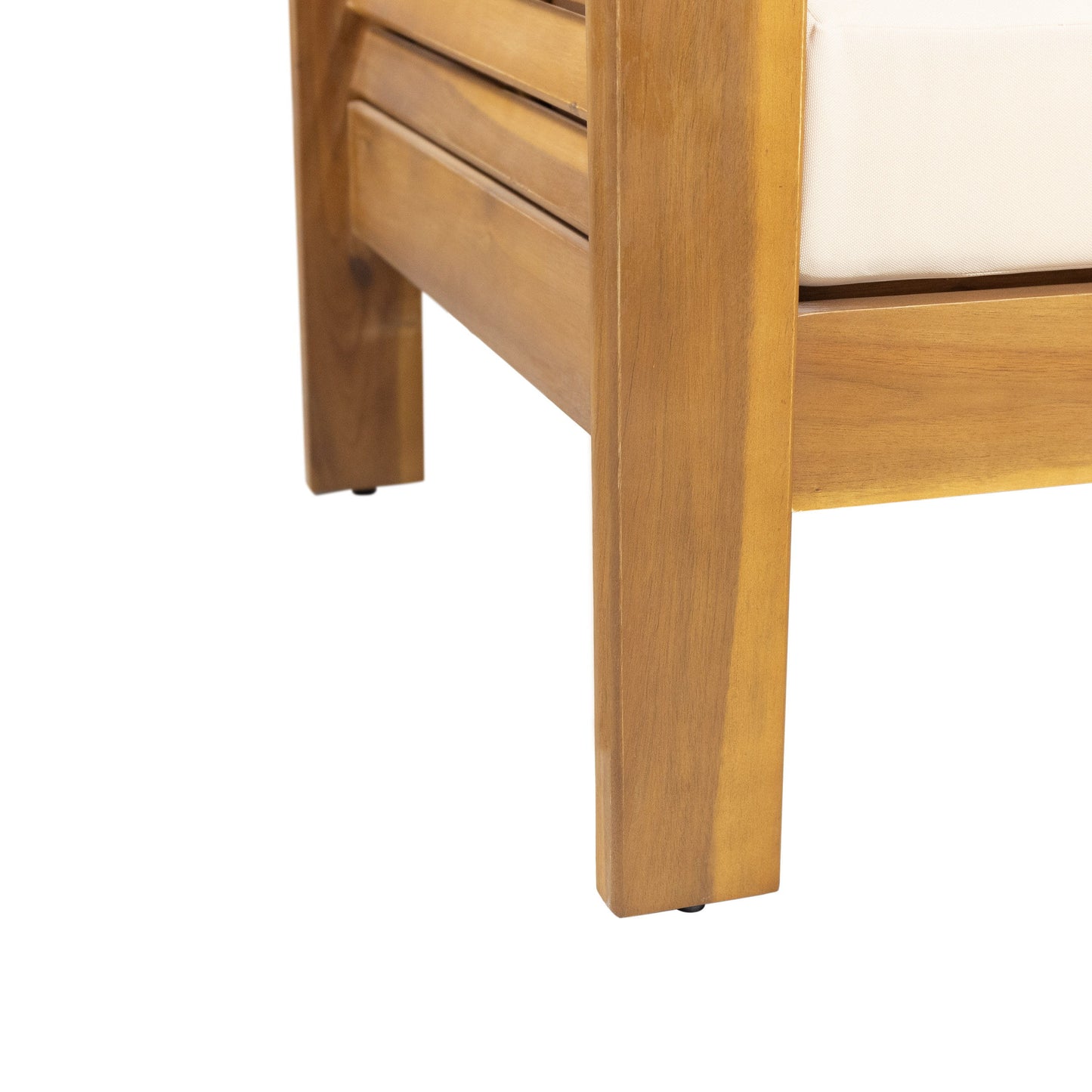 Acacia Wood Loveseat And Coffee Table Set With Cushions - Brown
