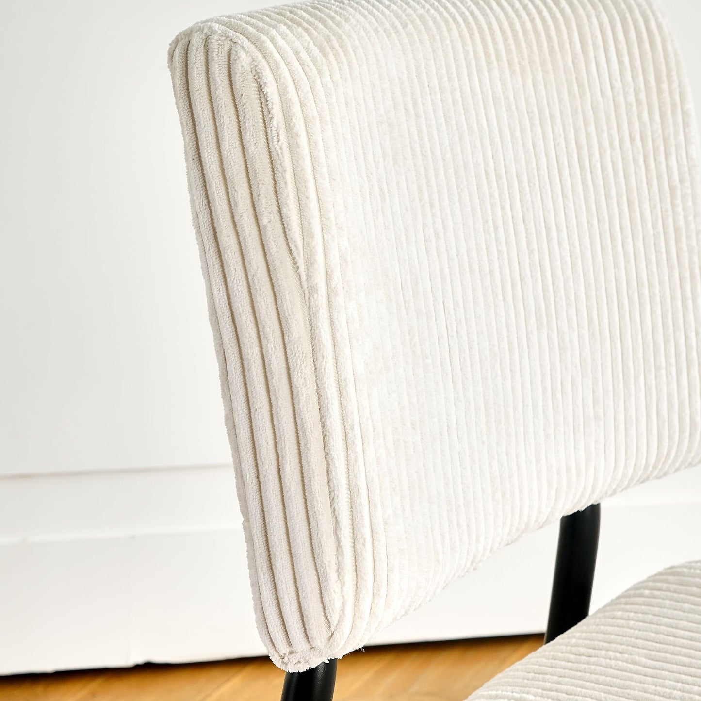 Modern Dining Chair Fabric Upholstered Chairs With Black Metal Legs For Home And Bedroom (Set of 2) - Beige