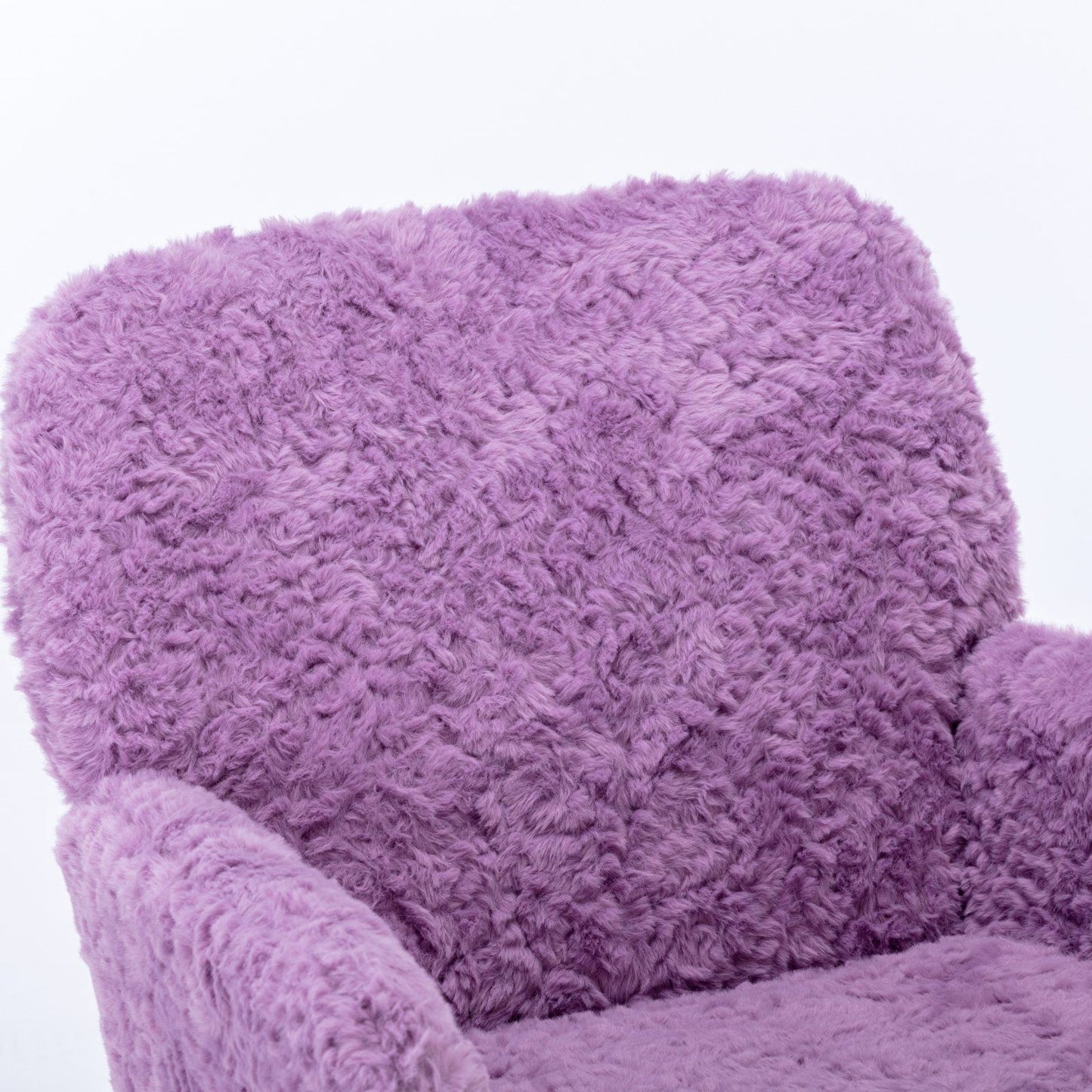 Office Chair, Artificial Rabbit Hair Home Office Chair With Golden Metal Base, Adjustable Desk Chair Swivel Office Chair, Vanity Chair - Violet