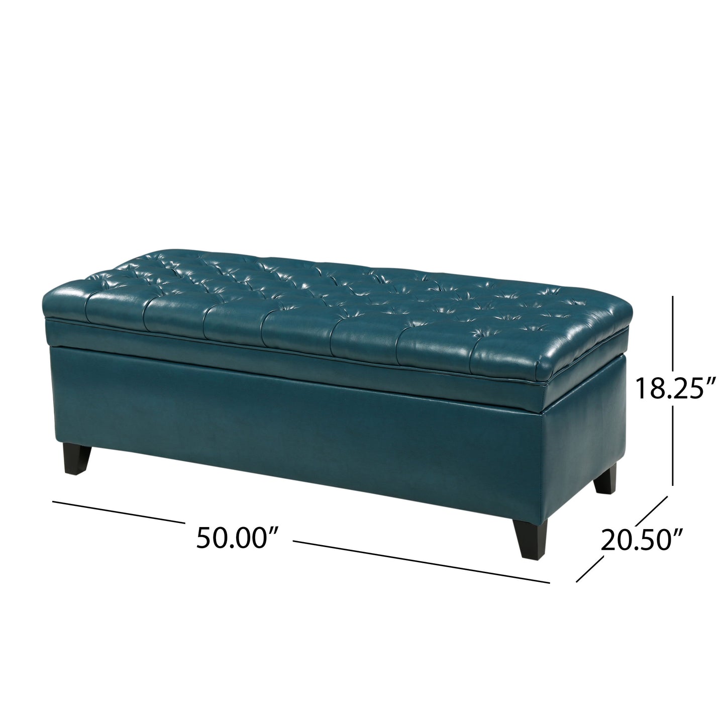 Juliana - Teal Storage Ottoman With Spacious Interior - Teal