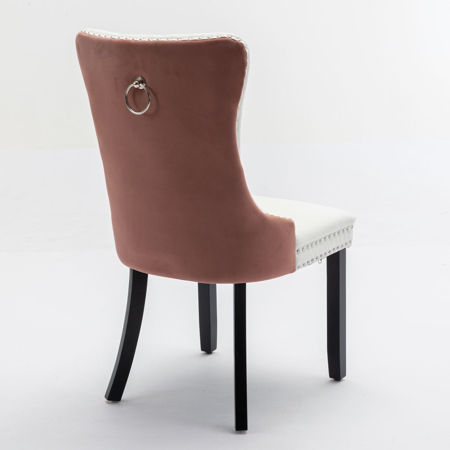 Nikki - Modern, High-End Tufted Solid Wood Contemporary And Velvet Upholstered Dining Chair With Wood Legs Nailhead Trim (Set of 2) - White / Pink