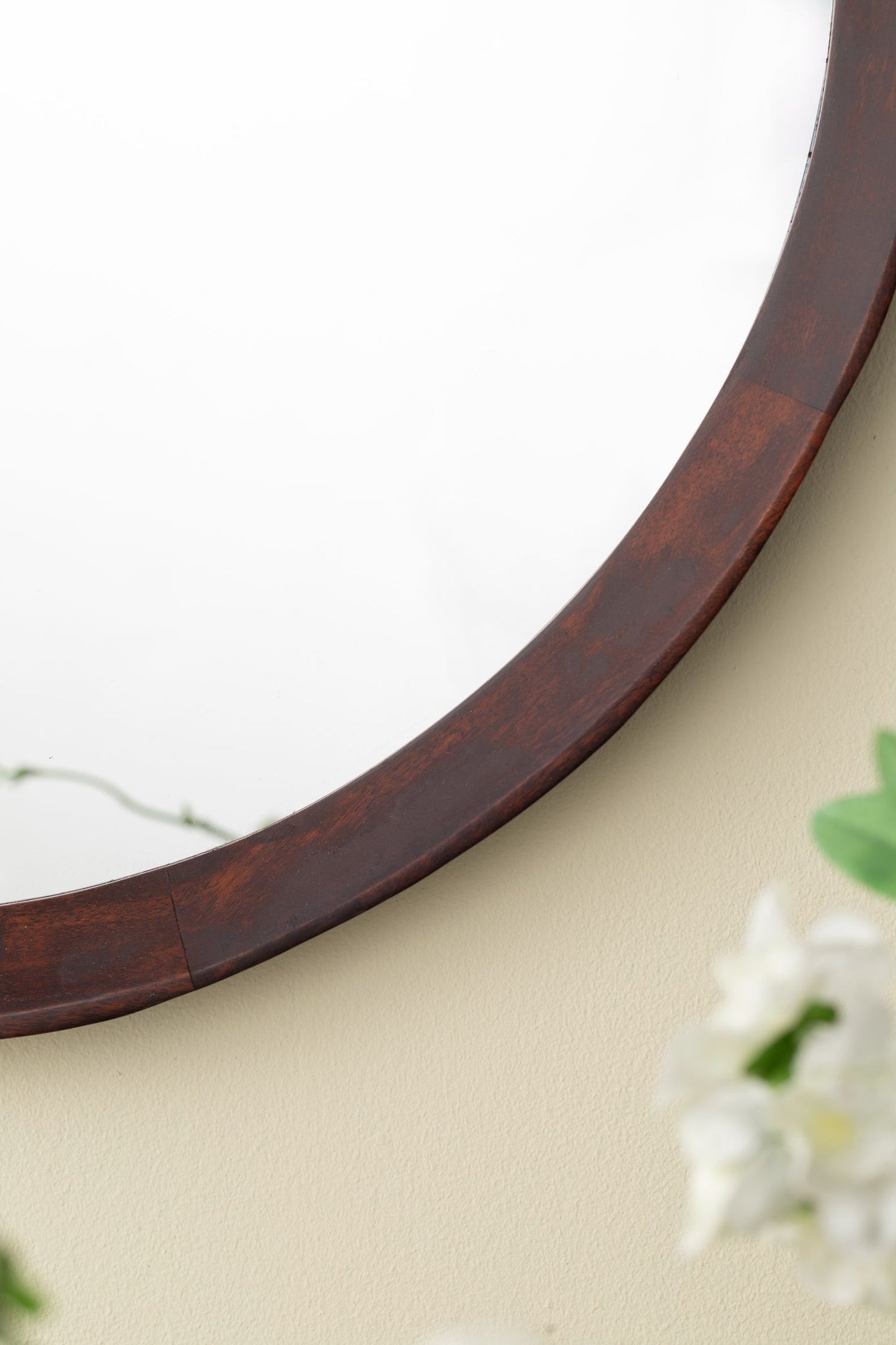 Transitional Decor Style Mango Wood Wall Mirror Wall Decor With Frame Of Solid Mango Wood For Bathroom, Entryway Console Lean Against Wall - Dark Brown