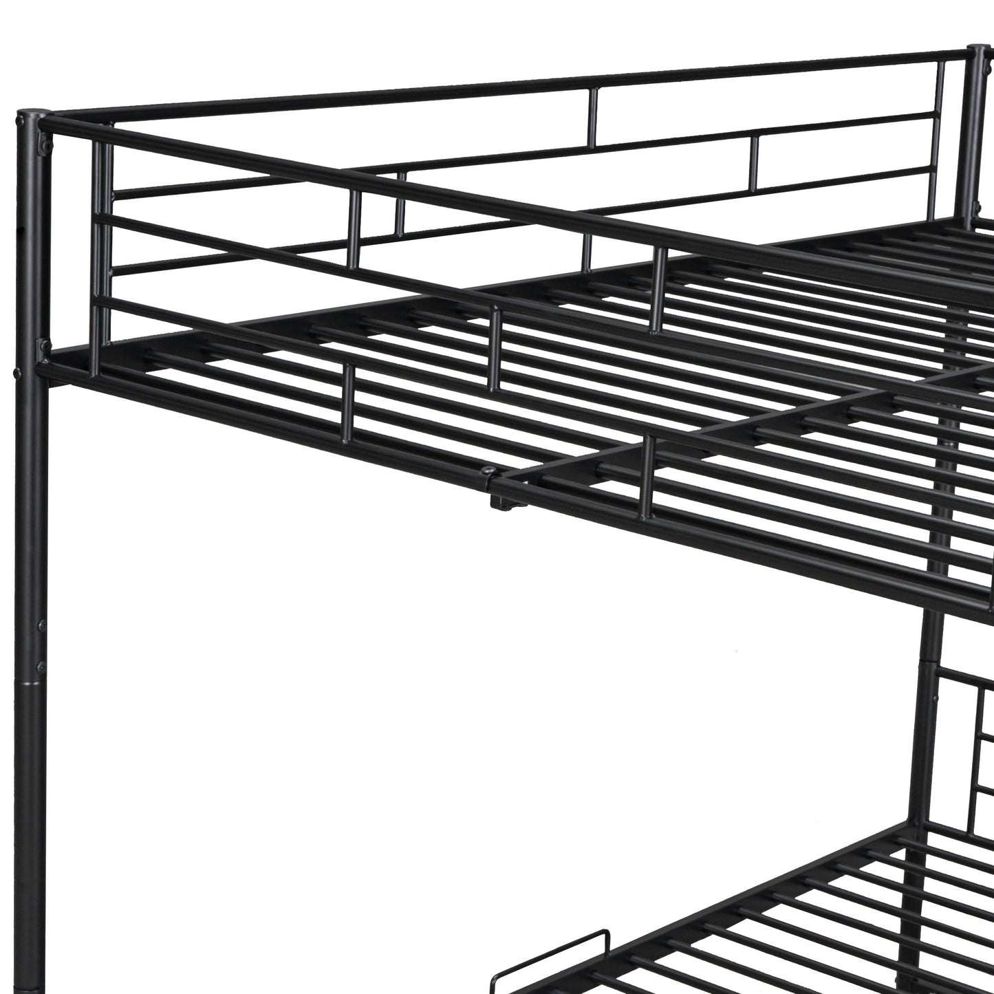 Full Over Full Bunk Bed With Shelf And Guardrails - Black