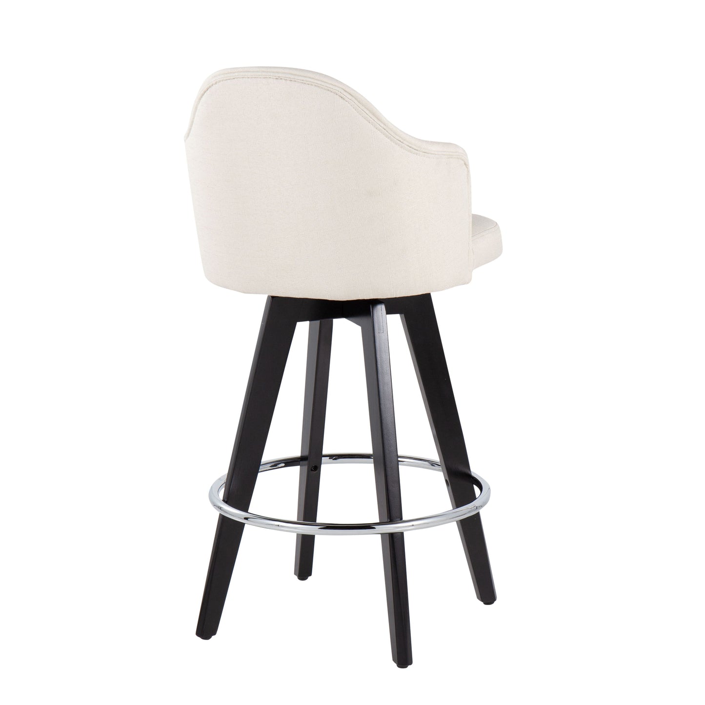 Ahoy - Contemporary Fixed Height Counter Stool Round Chrome Footrest (Set of 2) - Cream / Black