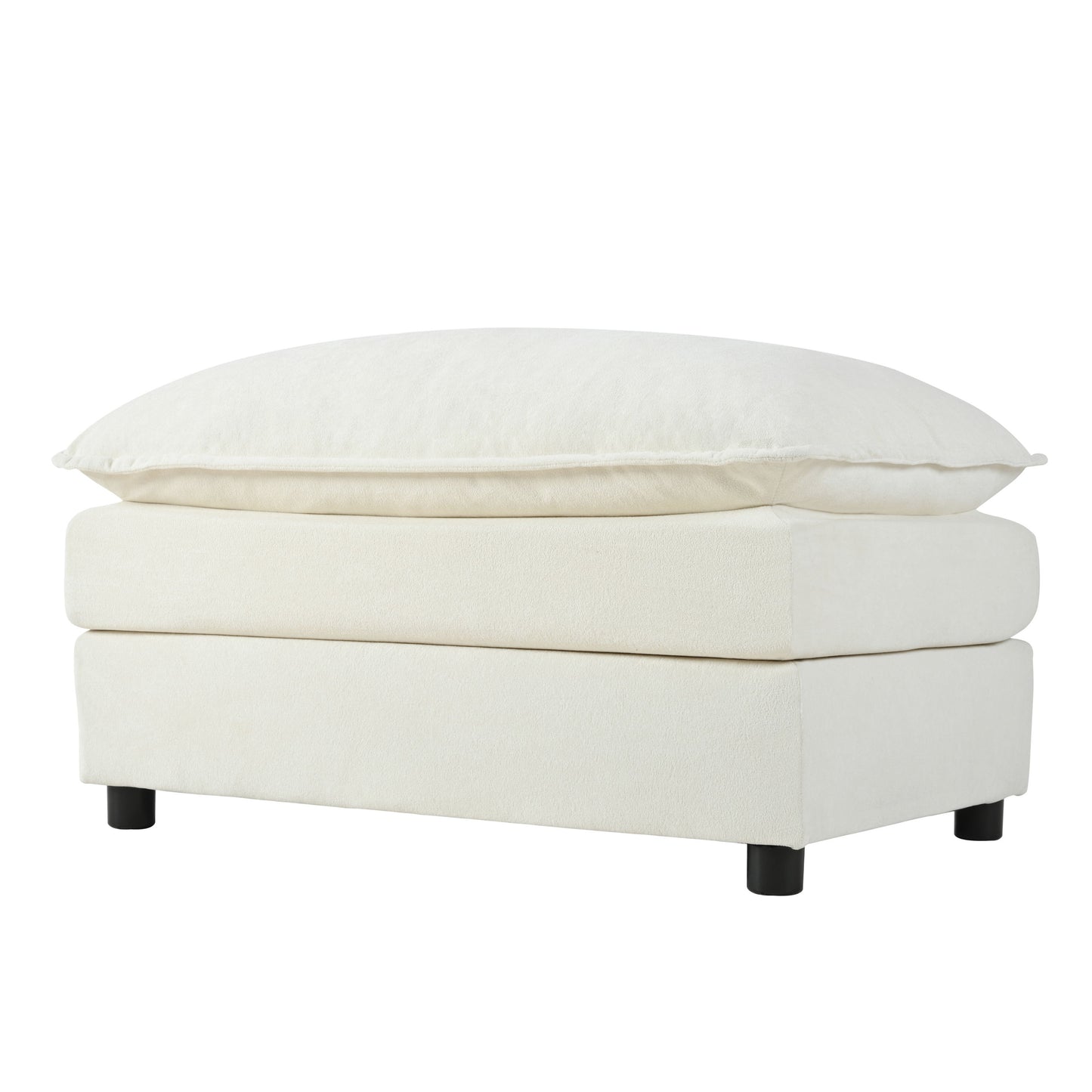 Oversized Recliner Chair With Movable Ottoman, Soft Chenille Upholstered Lounge Chair - Beige