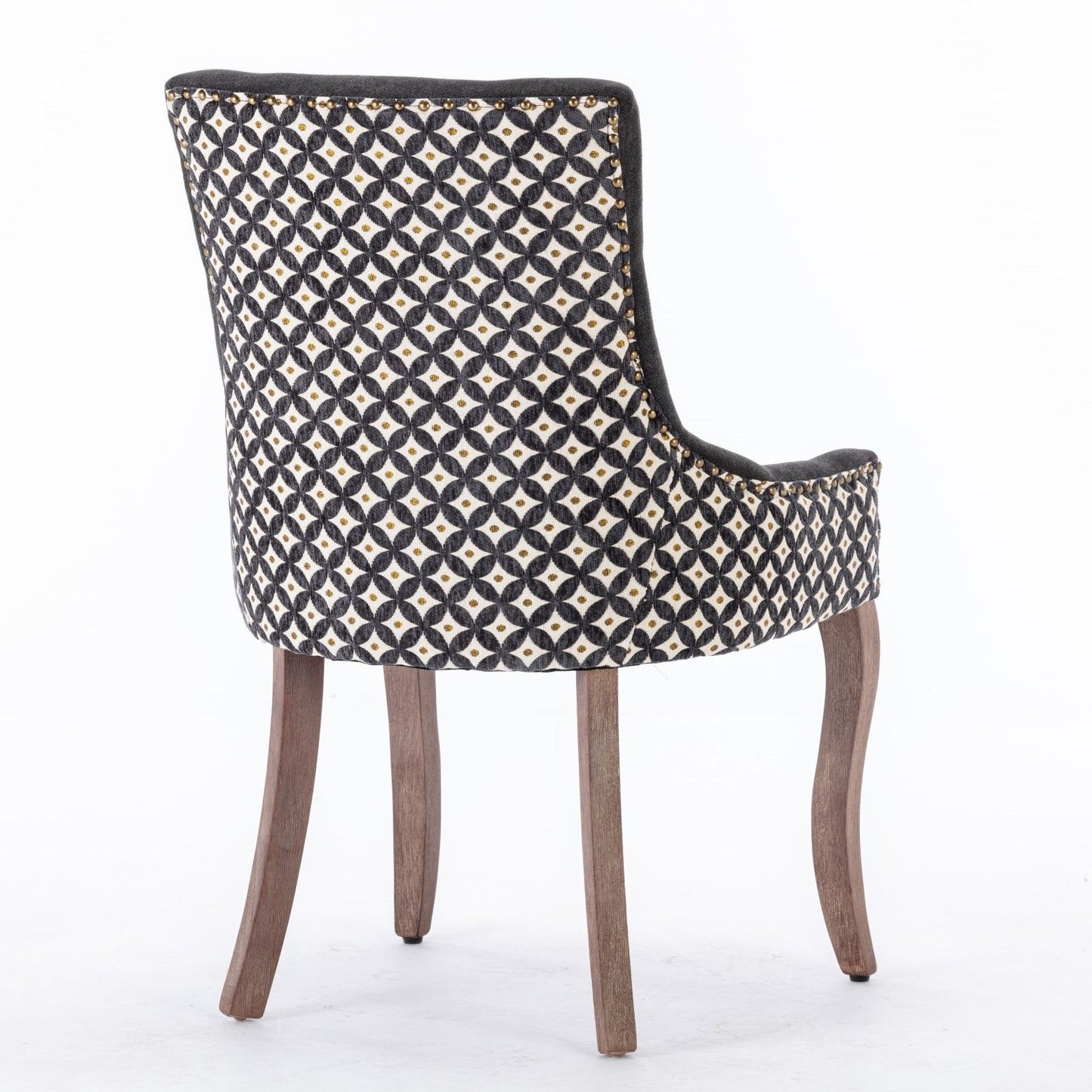 Ultra Side Dining Chair, Thickened Fabric Chairs With Neutrally Toned Solid Wood Legs, Bronze Nail Head (Set of 2) - Blue