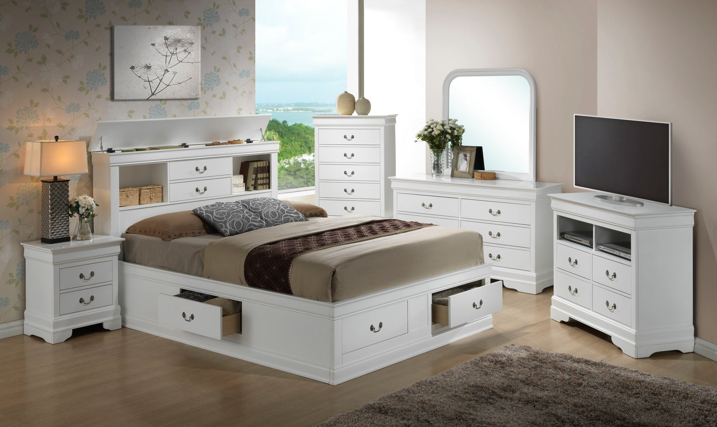 Louis Phillipe - Full Storage Bed - White