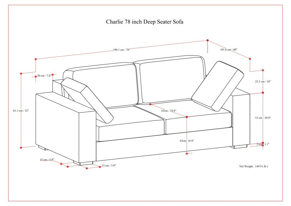 Charlie - Deep Seater Sofa - Dark Gray