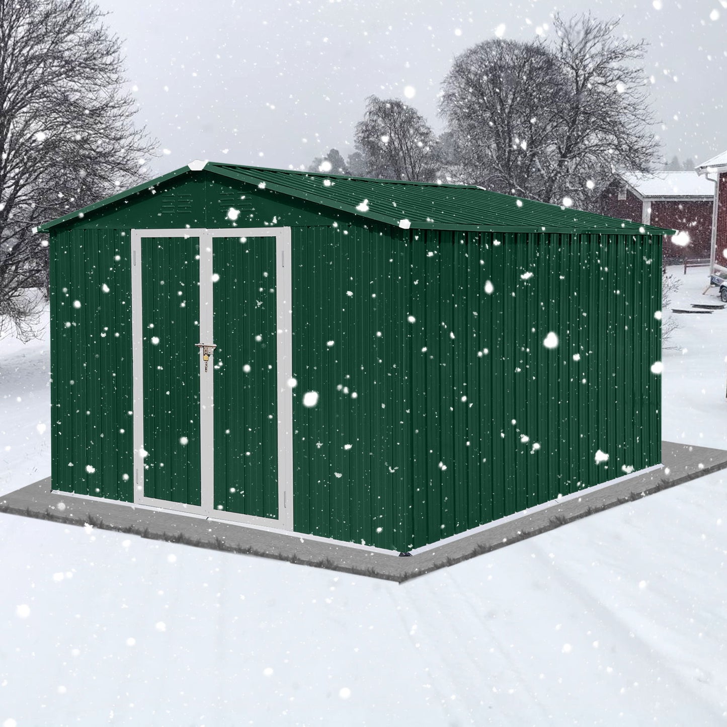 10'x8' Garden Sheds Outdoor Storage Sheds - Green / White