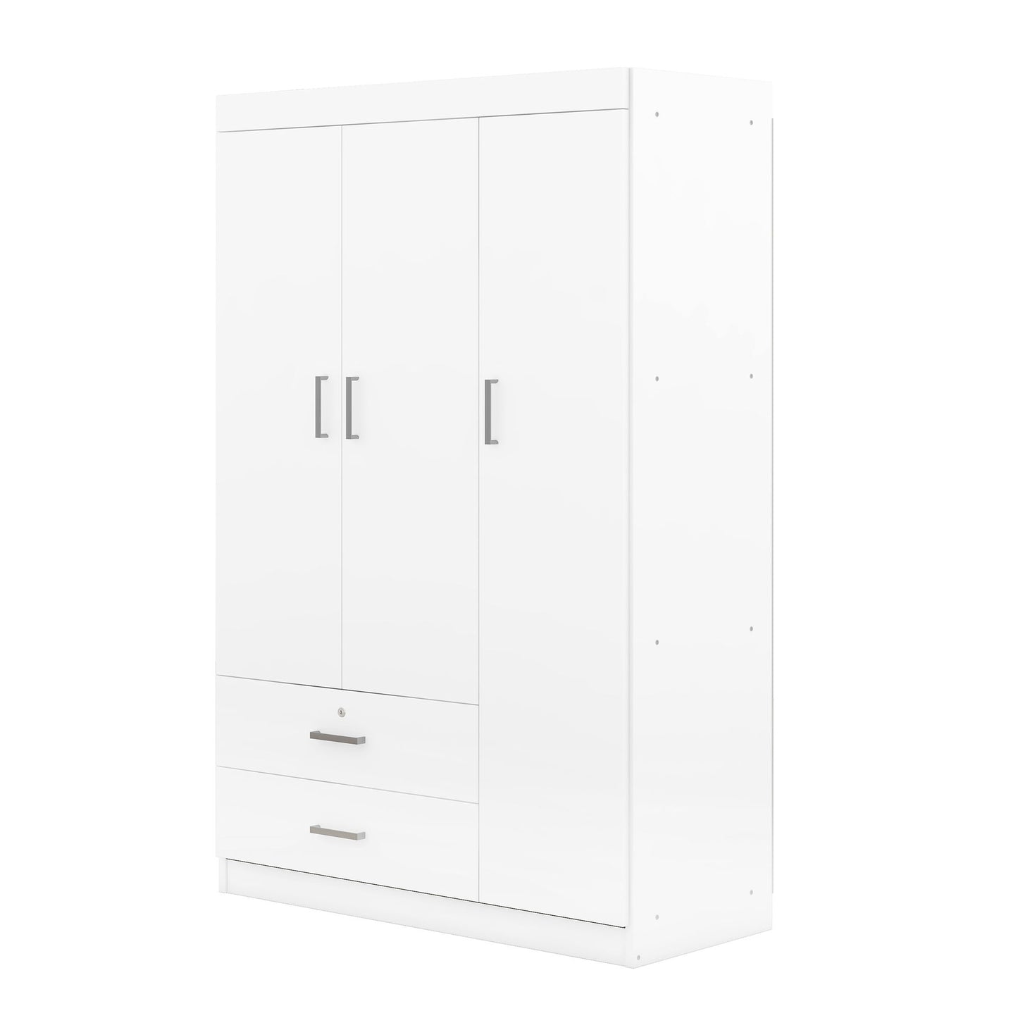 3 Door Wardrobe With 2 Drawers - White