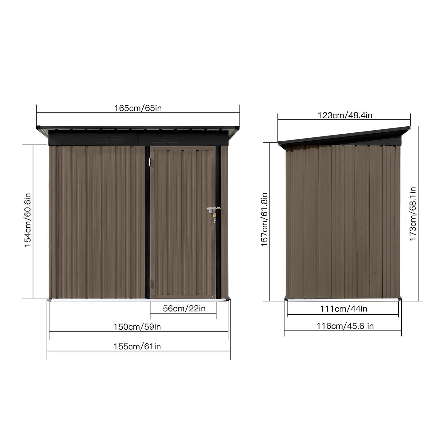 Garden Sheds 5FtX4Ft Outdoor Storage Sheds Brown / Black