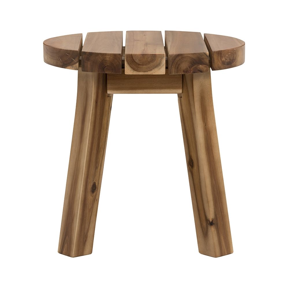 Round Side Table, Solid Wood - Natural Wood / Brown