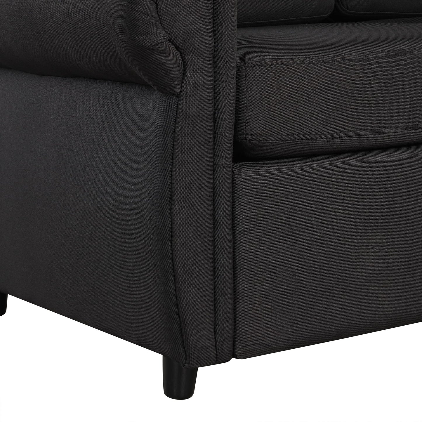 Pull Out Sofa Bed Loveseat Sleeper With Twin Size Memory Mattress With Two USB Ports For Living Room Spaces - Black