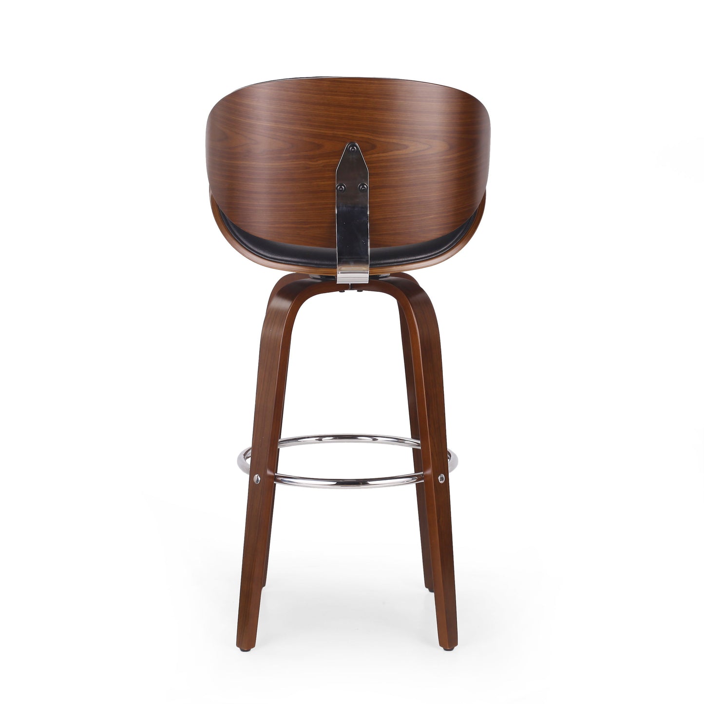 Lumos - Mid Century Modern Upholstered Swivel Barstool - Walnut / Black