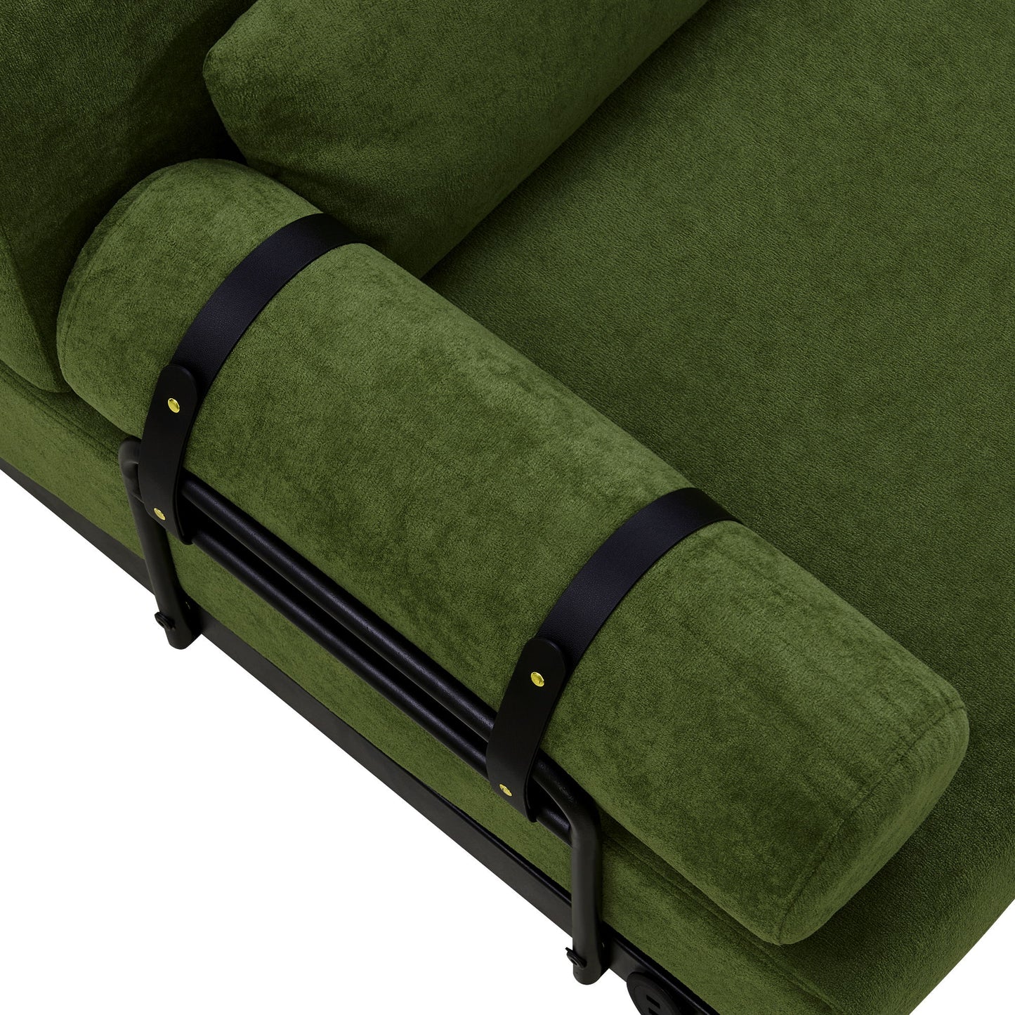 Modern Loveseat Sofa 2 Seater With USB Ports, Cylindrical Armrests - Green