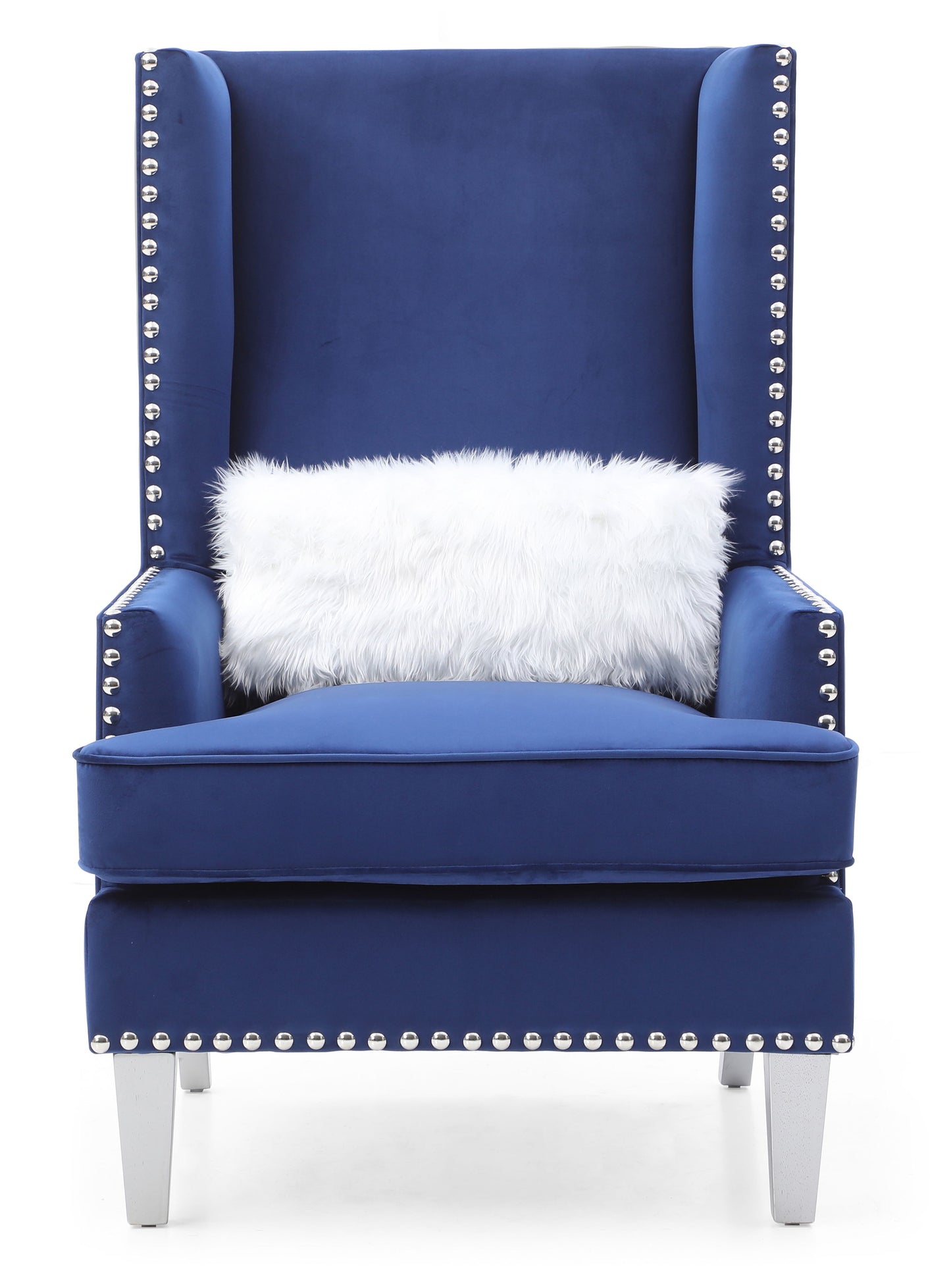 Elegant Lounge Chair With Square Arms - Blue