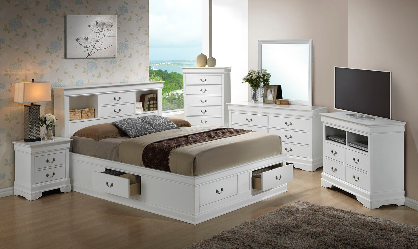 Louis Phillipe - Full Storage Bed - White