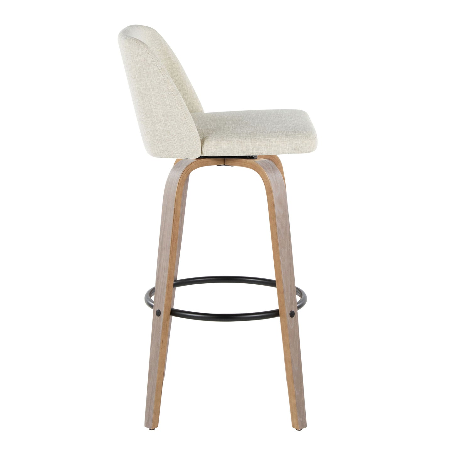 Toriano - Contemporary Fixed Height Barstool & Swivel With Round Footrest (Set of 2) - Light Gray / Cream