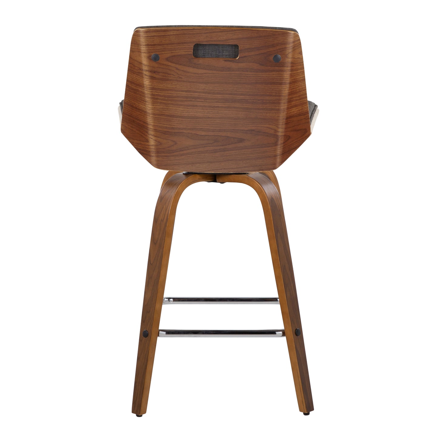 Corazza - Mid-Century Modern Fixed Height Counter Stool & Swivel And Square Footrest (Set of 2) - Walnut / Charcoal