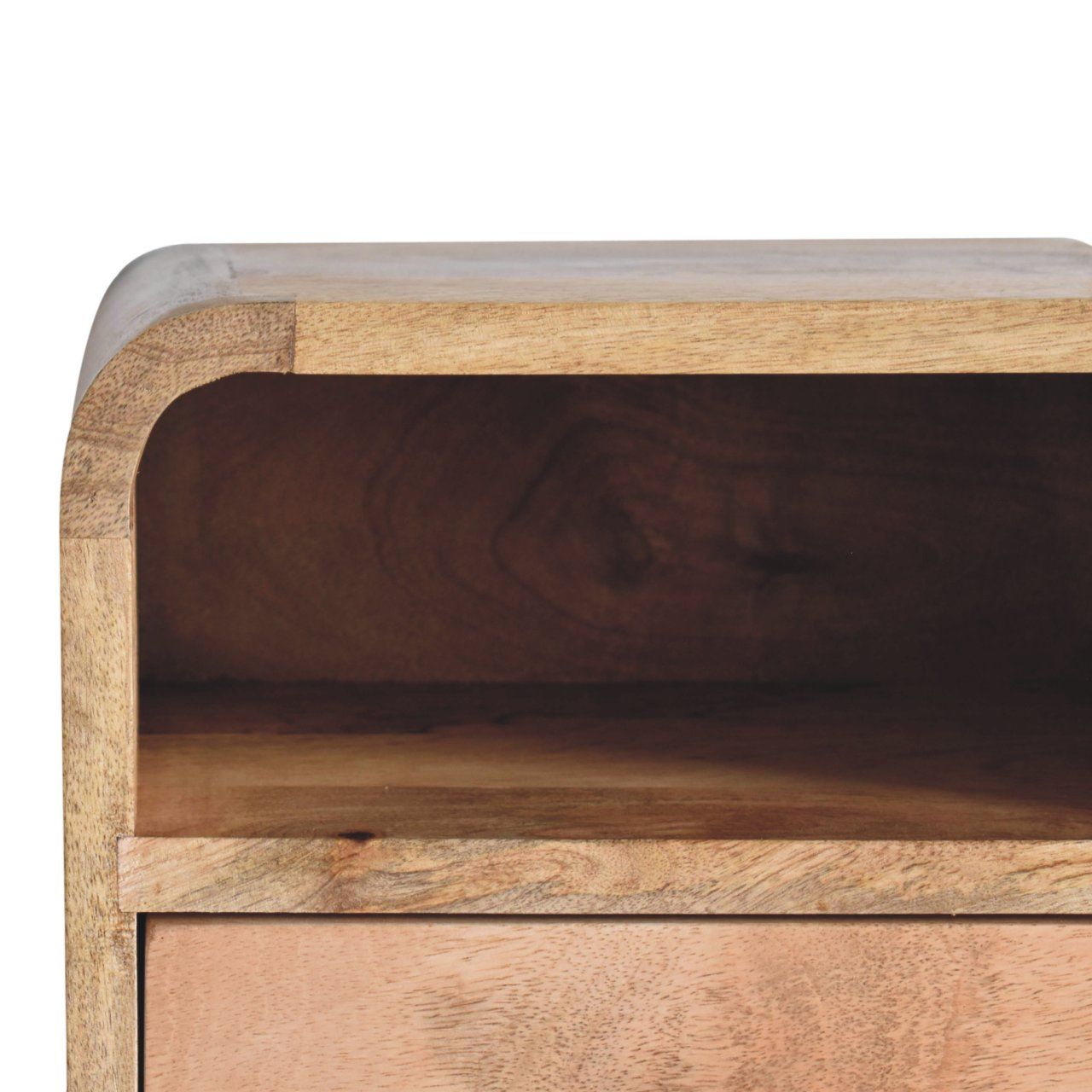 Extra Mini Wall Mounted Curved Nightstand With Open Slot - Brown