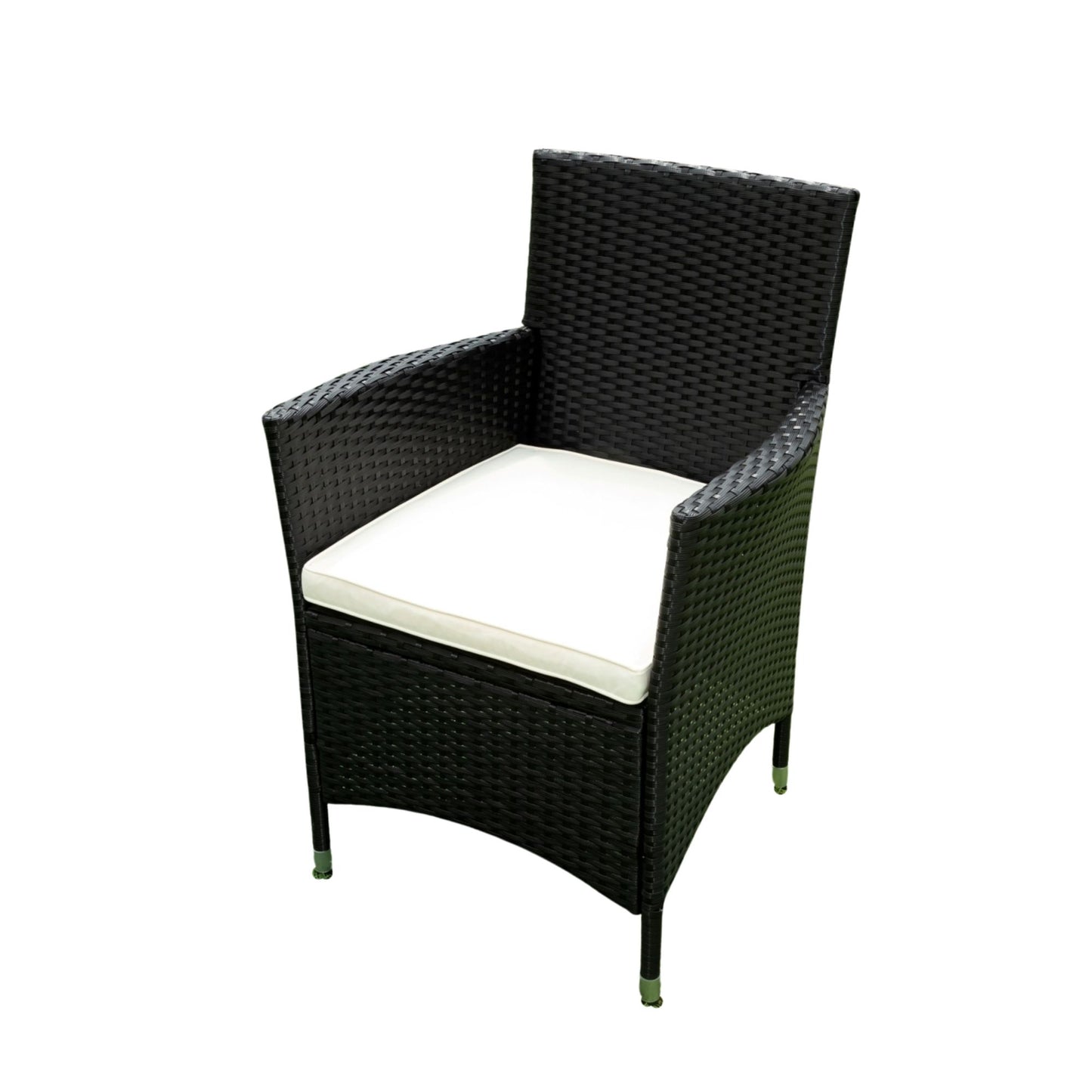 5 Piece Outdoor Patio Wicker Dining Set Patio Wicker Furniture Dining Set With Top - Black / Creme