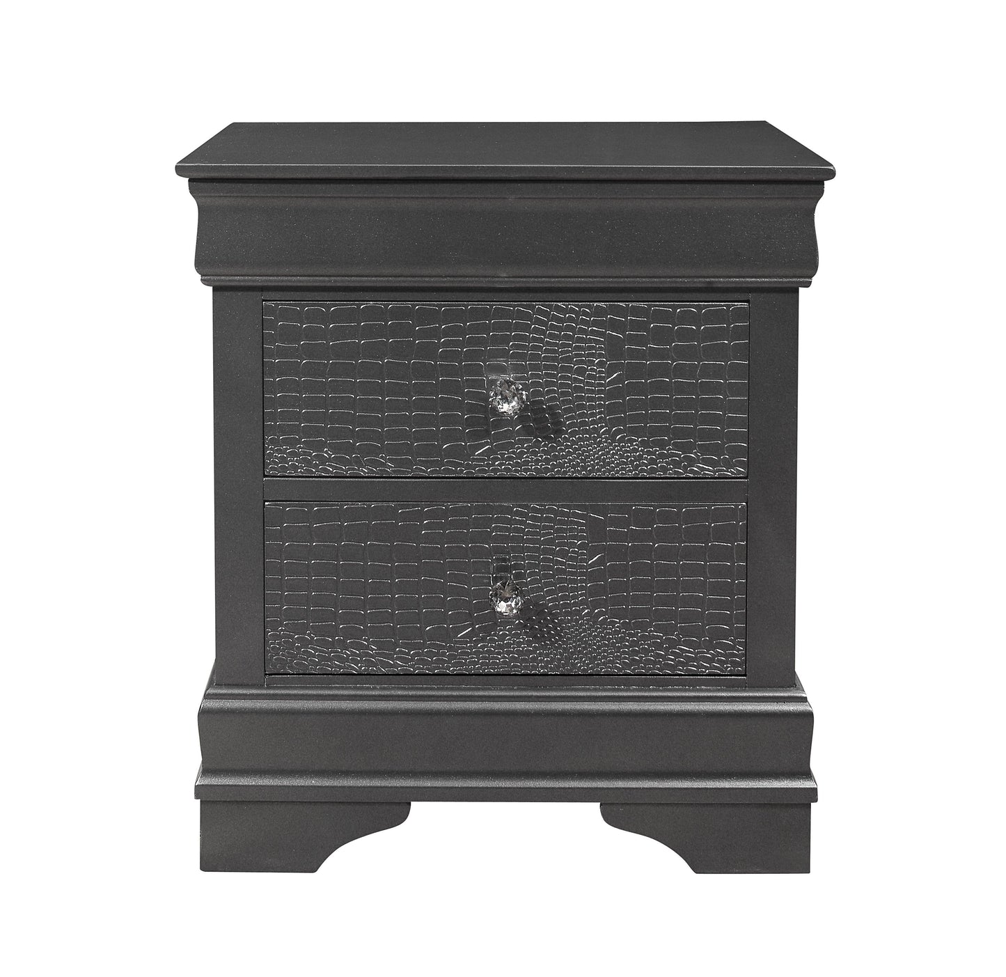 Shaker - Crocodile Metallic Nightstand - Gray