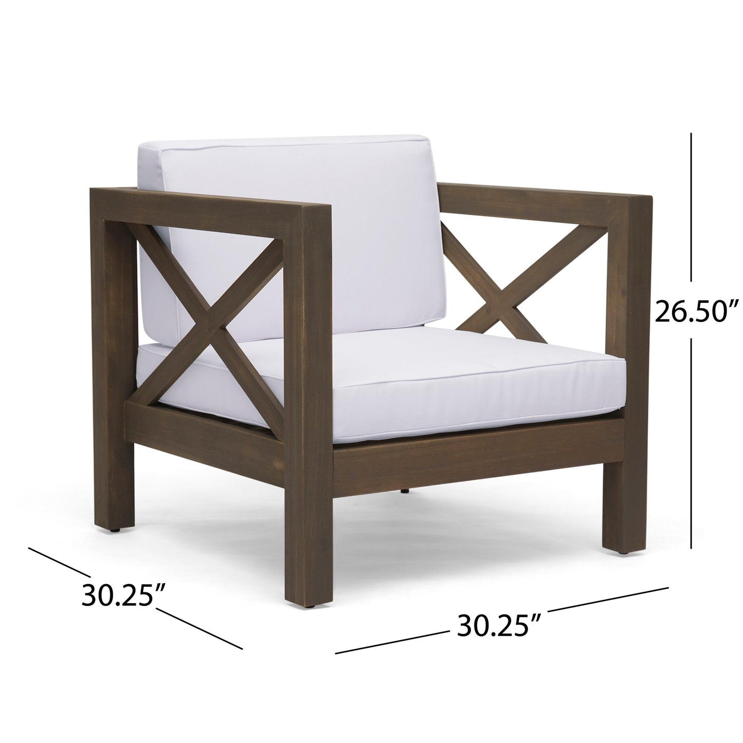 Brava - Modern Club Chair With Water Resistant Cushions - Gray / White