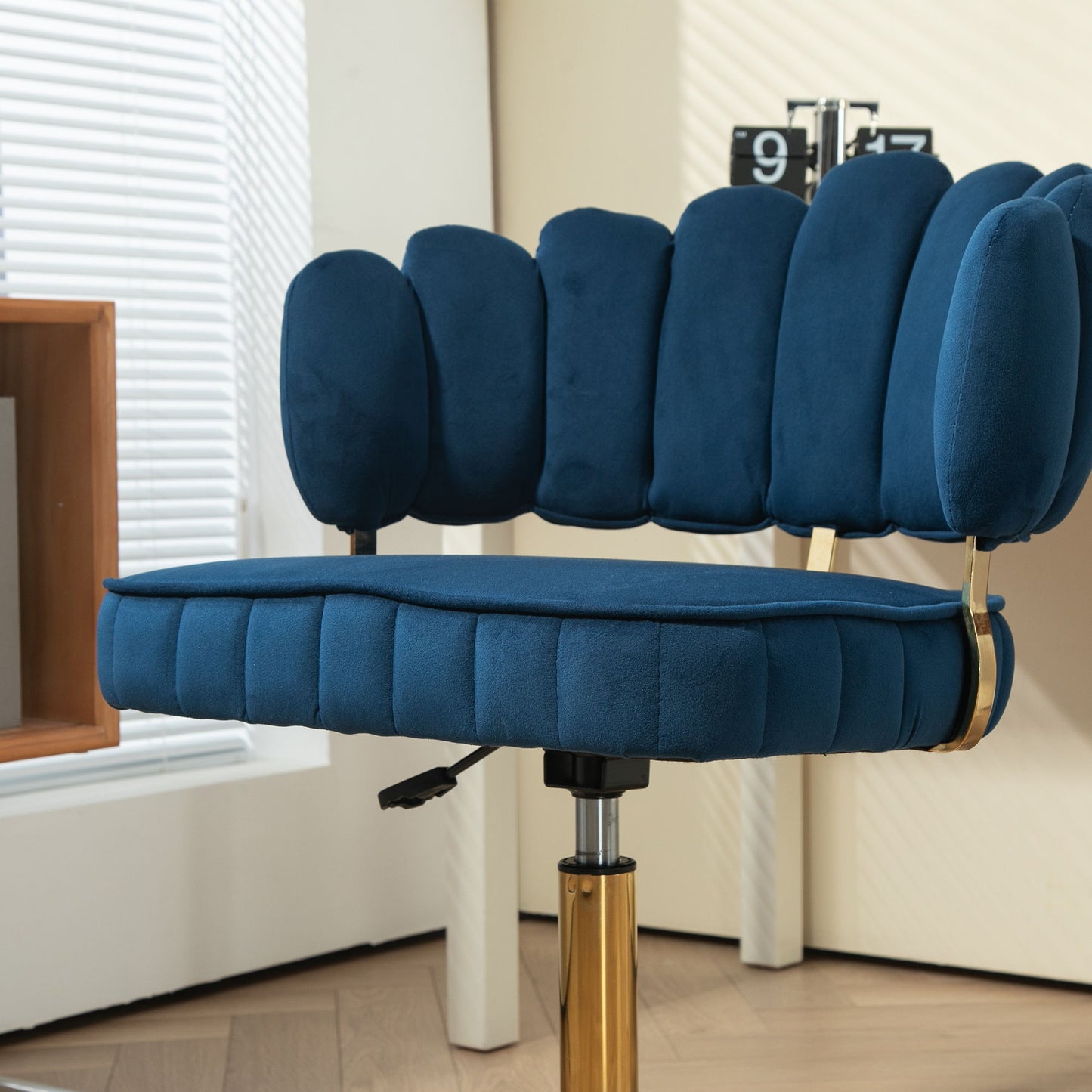Modern Home Office Desk Chair With Adjustable Height And Swivel Wheels - Navy
