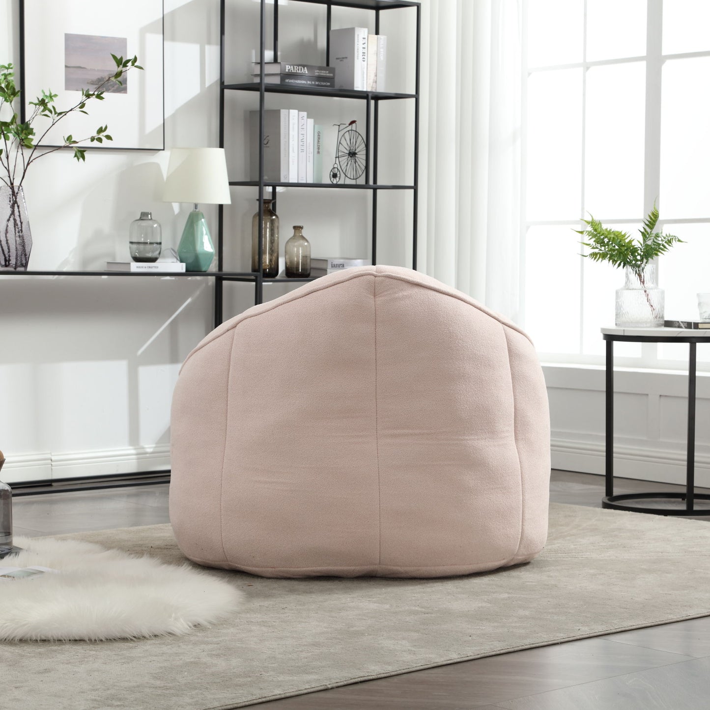 Bedding Bean Bag Sofa Chair High Pressure Foam Bean Bag Chair Adult Material With Padded Foam Padding Compressed Bean Bag With Footrest - Pink