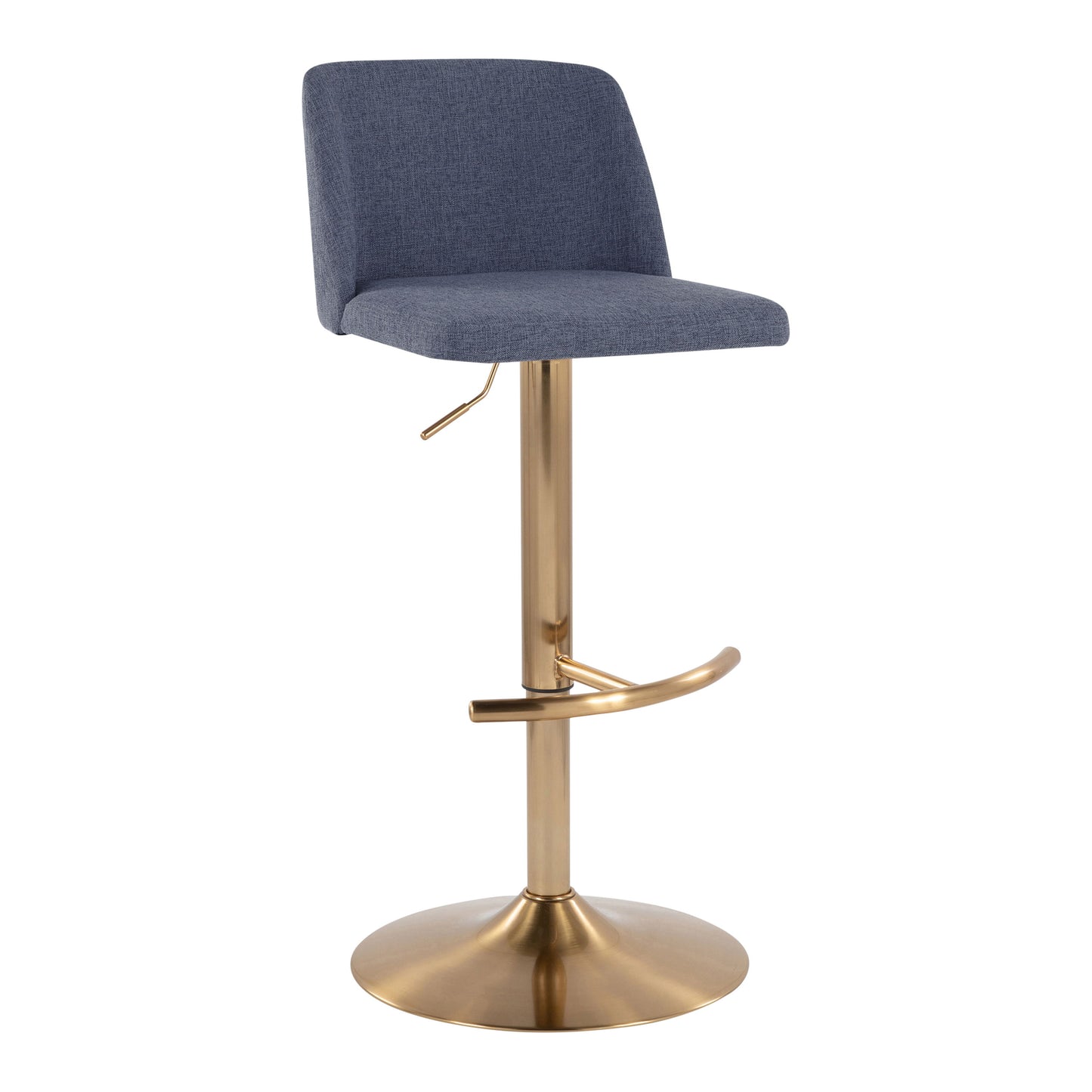 Toriano - Contemporary Adjustable Barstool With Swivel With Rounded T Footrest (Set of 2) - Blue / Gold