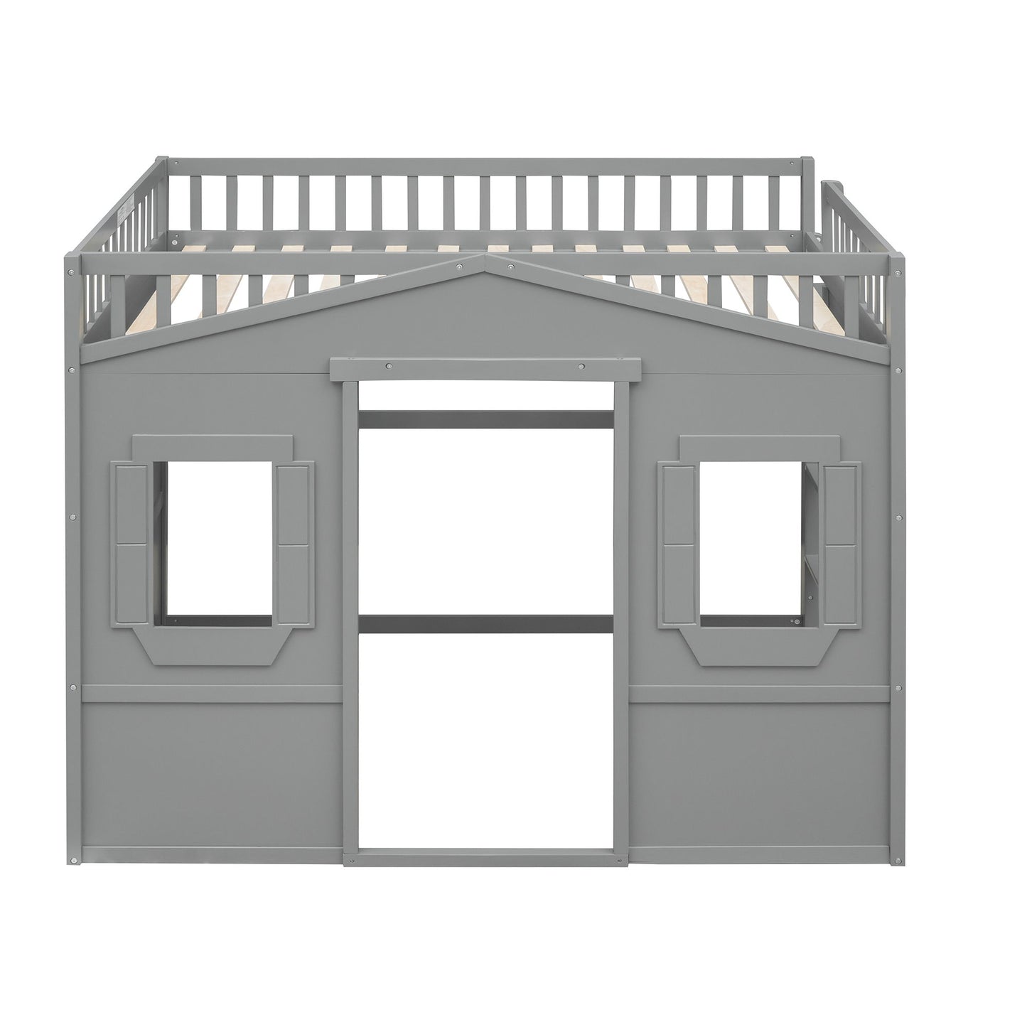Full Size House Loft Bed With Ladder - Gray