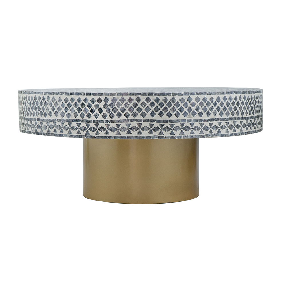 Unique Capiz Coffee Table & Pedestal Base - Multi