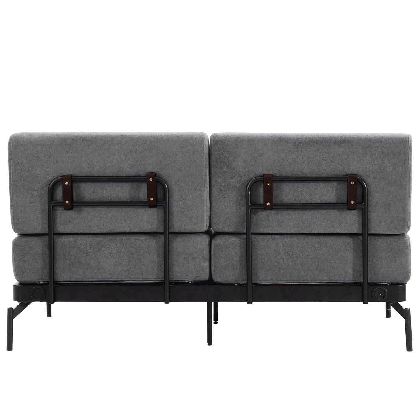 Modern Loveseat Sofa 59" Sofa Couch 2 Seater With USB Ports, Unique Cylindrical Armrests - Gray