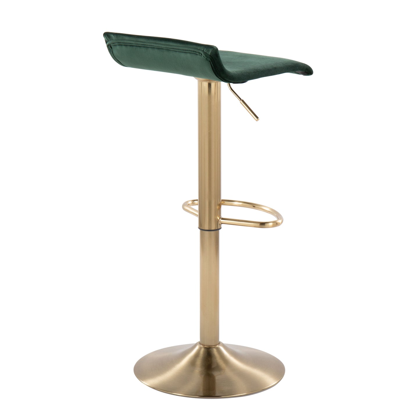 Ale - Contemporary / Glam Adjustable Height Barstool With Swivel With Oval Footrest (Set of 2) - Gold / Green