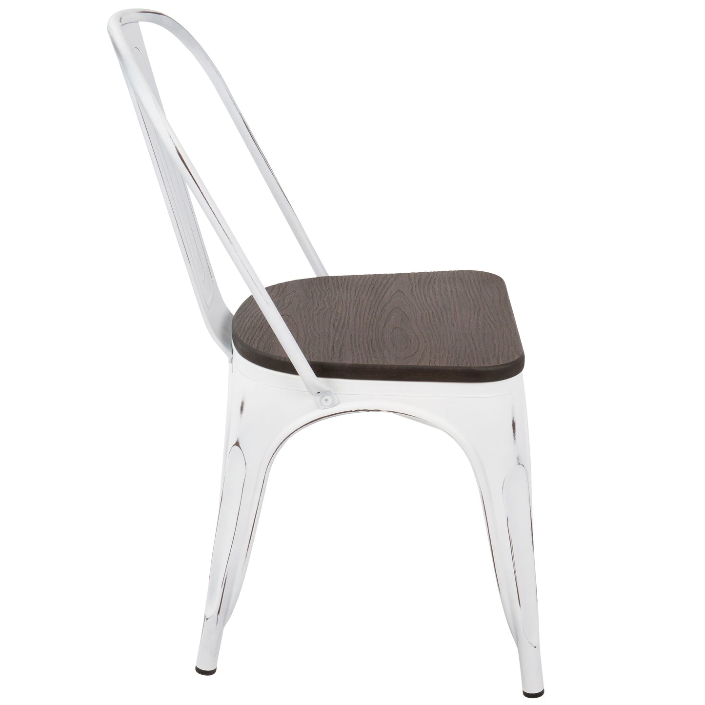 Oregon - Industrial / Farmhouse Stackable Dining Chair (Set of 2) - Vintage White / Espresso
