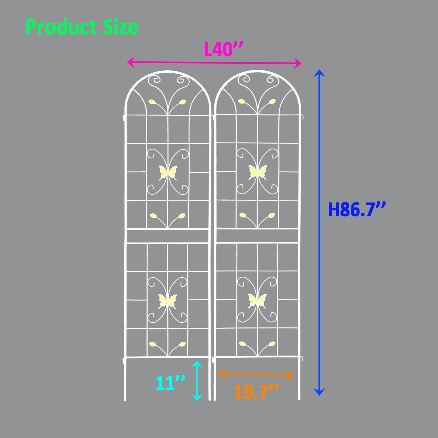 2 Pack Garden Metal Trellis Rustproof Trellis For Climbing Plants Outdoor Flower Support - Cream White