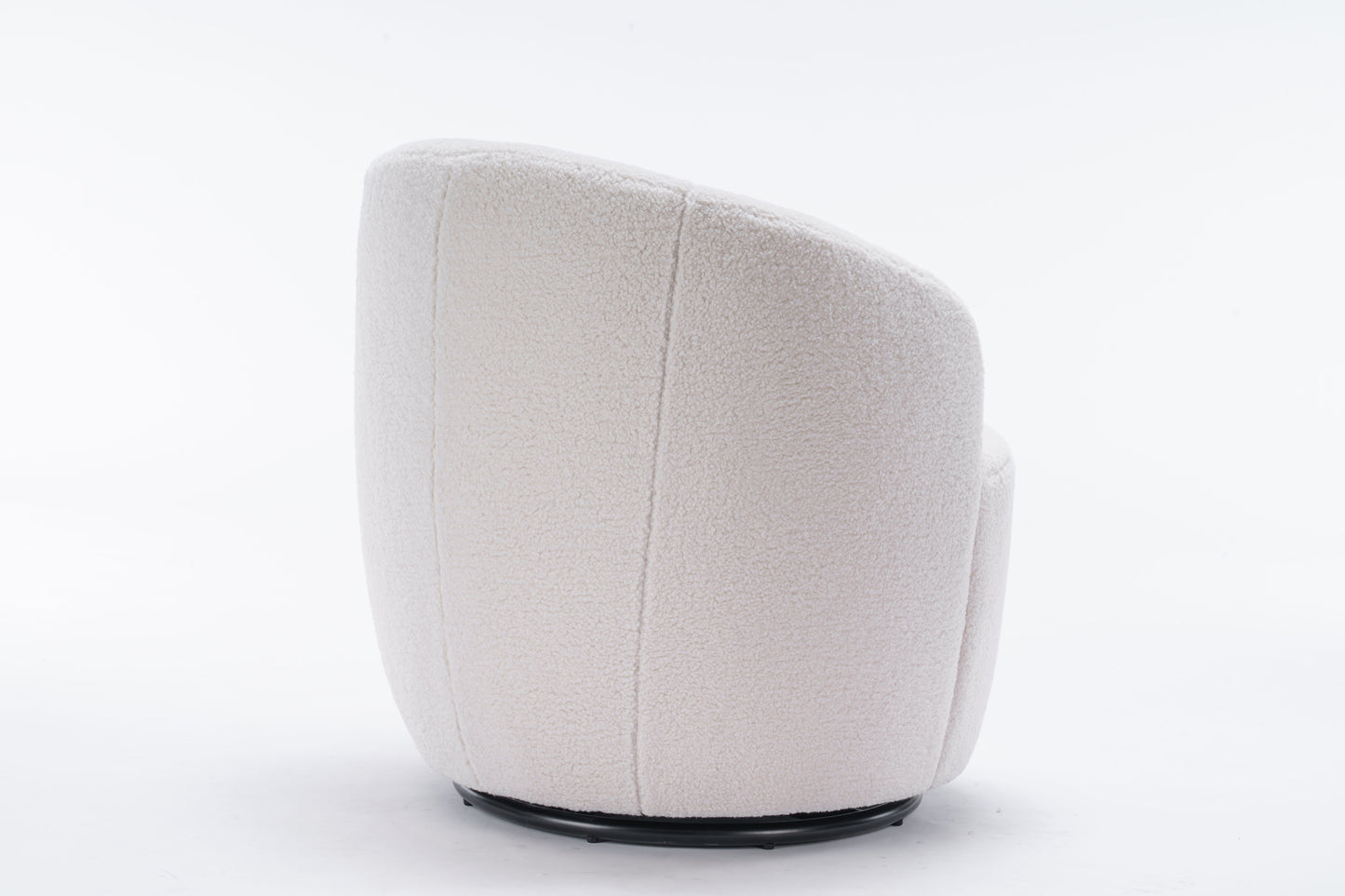 Teddy Fabric Swivel Accent Armchair Barrel Chair With Powder Coating Metal Ring - Ivory White