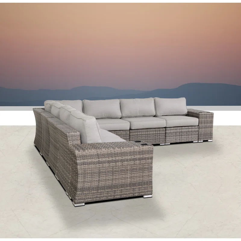 Outdoor Wicker Patio Sofa Quick Setup Pre Assembled Patio Furniture - Gray Mix