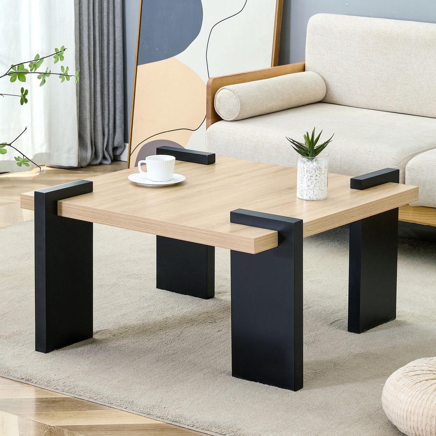 Coffee Table, Suitable For Modern Minimalist Living Rooms And Leisure Areas - Natural Wood
