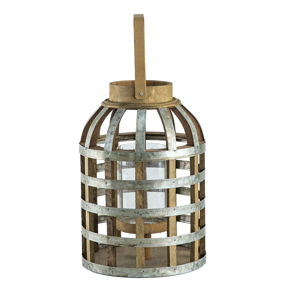 Decorative Lantern With Handle, Wooden Lantern For Indoor Outdoor, Home Garden Wedding - Silver