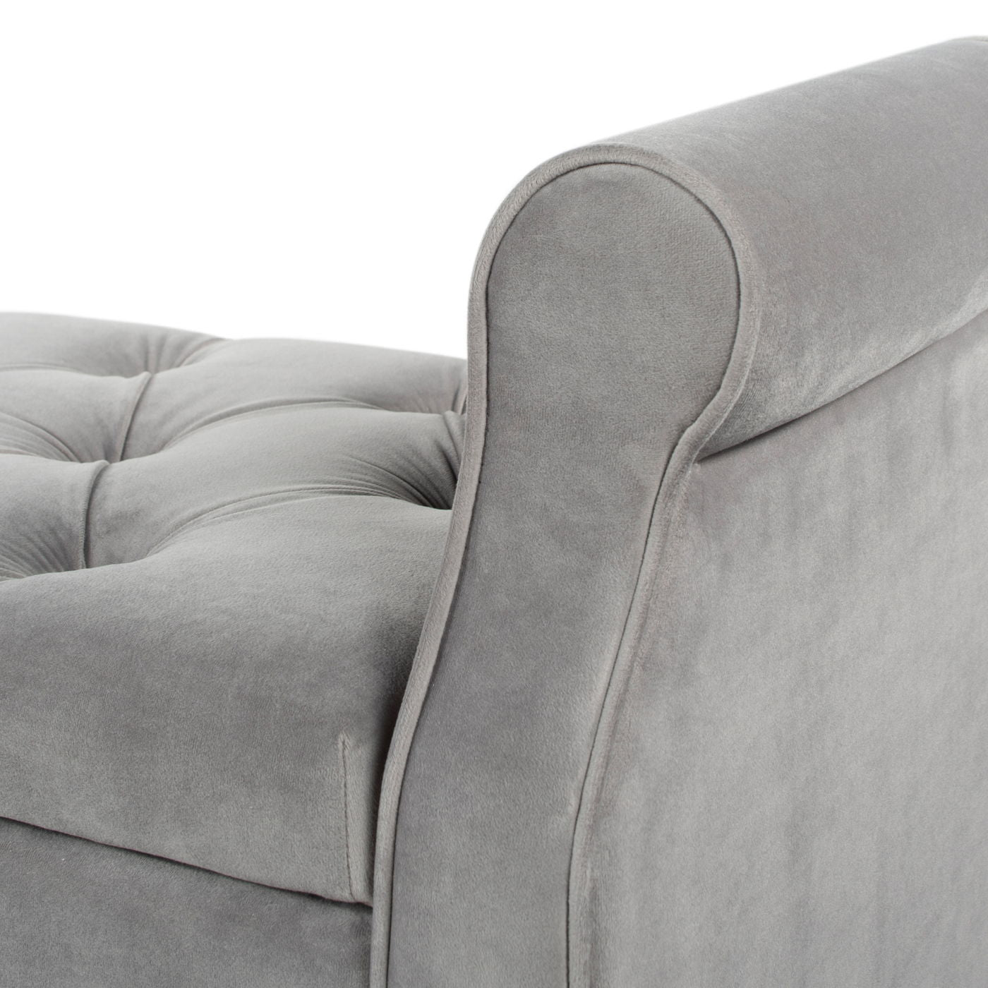 Jacqueline - Tufted Roll Arm Storage Bench - Opal Gray